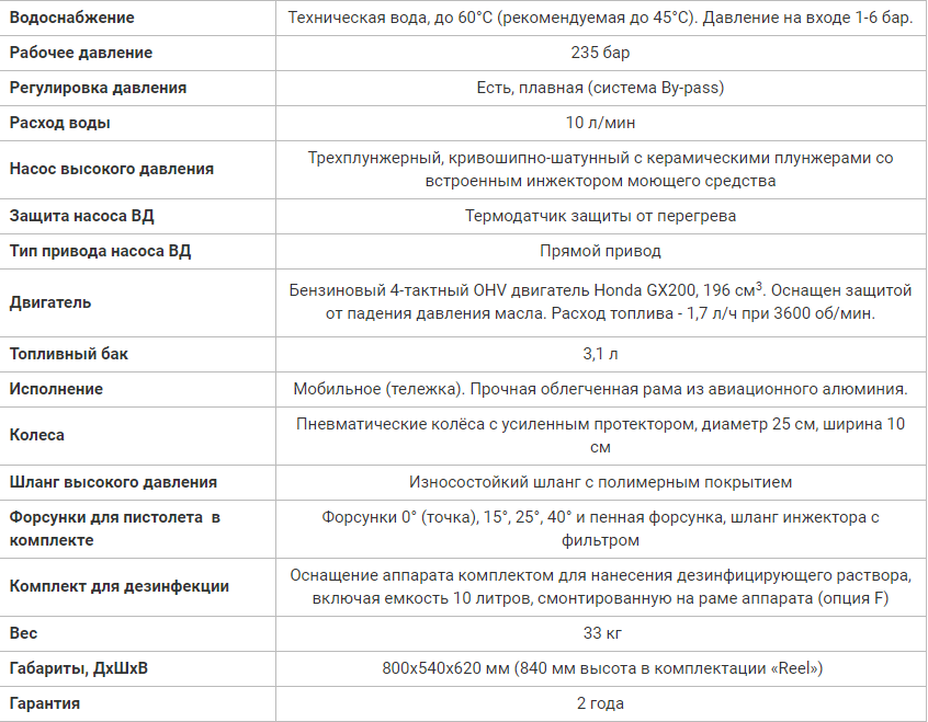 Посейдон B7-235-10-H-Al, 235 бар, 10 л/мин с комплектом бака для химии