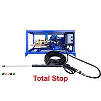 ПОСЕЙДОН E5-200-15М2-IP-TSS-RF-Gun на раме-стойке, 5,5 кВт, 200 бар, 14,5 л/мин, привод через муфту, система “Тотал-Стоп”, комплект для очистки поверхностей.
